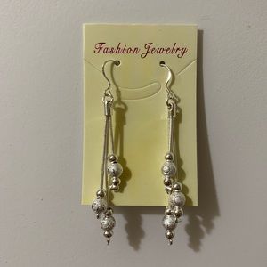 silver ball dangly earrings